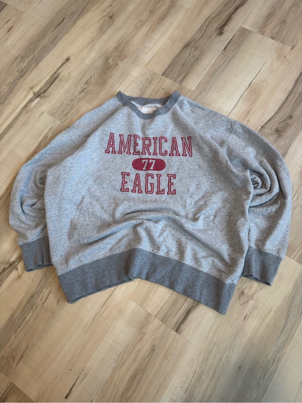 American Eagle Outfitters Mens Gray Crewneck Sweatshirt Red Logo Y2K Size Small